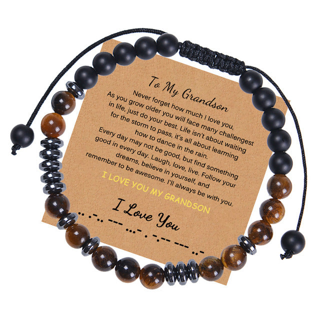 Alphabet-Herrenarmband mit natürlichem Tigeraugenstein