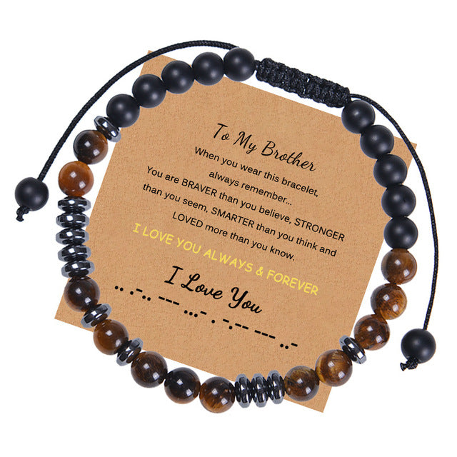 Alphabet-Herrenarmband mit natürlichem Tigeraugenstein