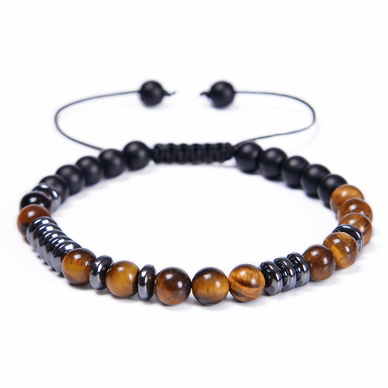 Alphabet-Herrenarmband mit natürlichem Tigeraugenstein