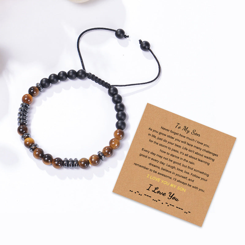 Alphabet-Herrenarmband mit natürlichem Tigeraugenstein