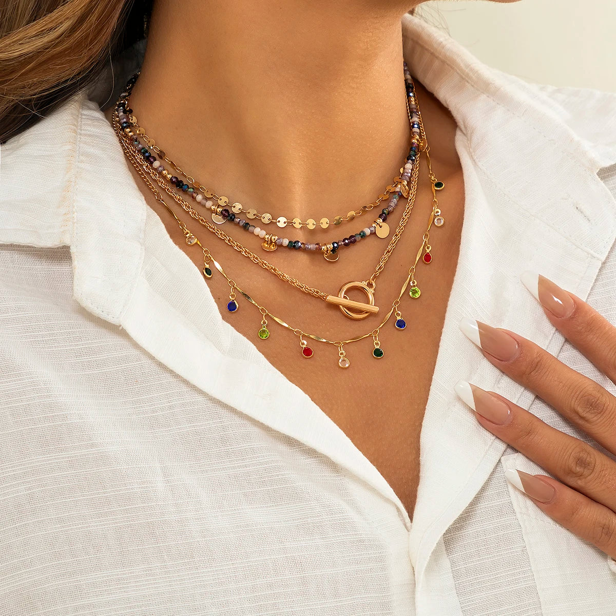 Boho Handgemachte Perlenkette mit Quastenanhänger