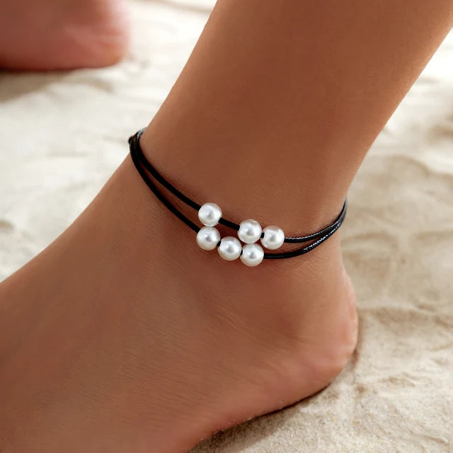 Boho Fashion Beach Anklets for Women | Black Thread Anklet