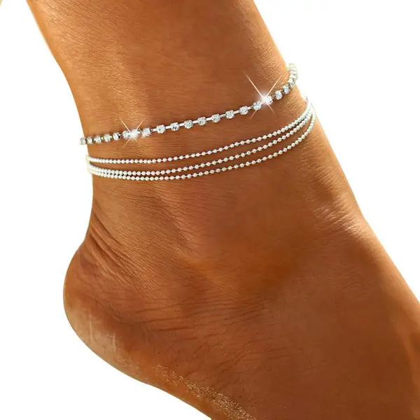 Bohemian Rhinestone Anklet Chain | Stylish Ankle Jewelry for Women