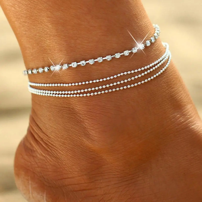 Bohemian Rhinestone Anklet Chain | Stylish Ankle Jewelry for Women