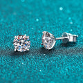 Diamant Ohrstecker Weißgold 1 Karat | Moissanit Ohrstecker Weißgold - Ohrstecker