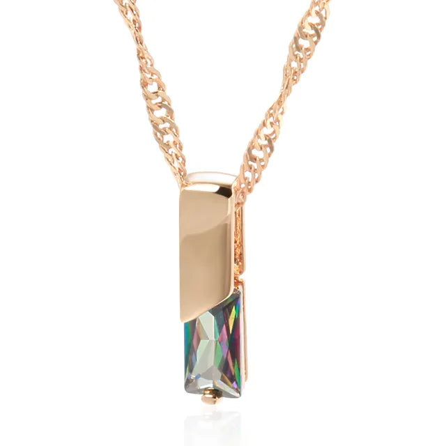 Bunte natürliche Zirkon Anhänger Halskette für Frauen in 585 Roségold - Hochwertiger Schmuck für Hochzeit und den täglichen Gebrauch