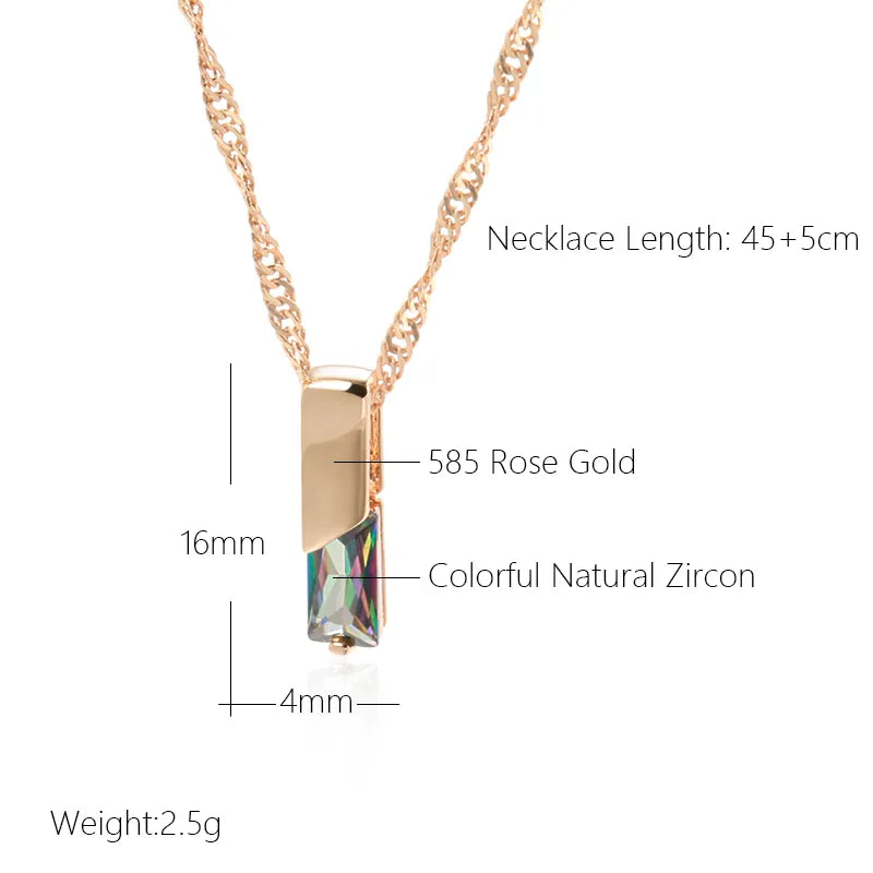 Bunte natürliche Zirkon Anhänger Halskette für Frauen in 585 Roségold - Hochwertiger Schmuck für Hochzeit und den täglichen Gebrauch