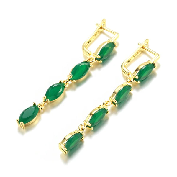 Grüne natürliche Zirkonohrringe für Frauen - Vintage Brautschmuck