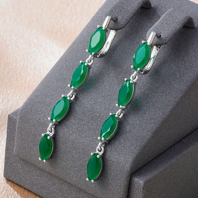 Grüne natürliche Zirkonohrringe für Frauen - Vintage Brautschmuck