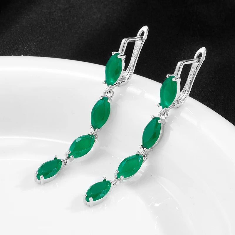 Grüne natürliche Zirkonohrringe für Frauen - Vintage Brautschmuck