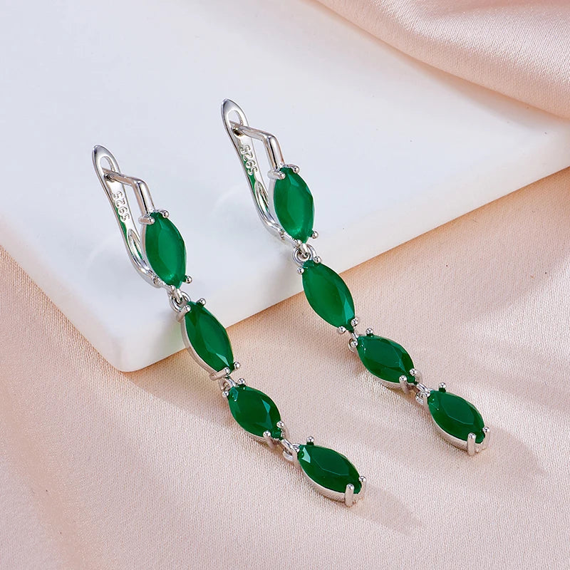 Grüne natürliche Zirkonohrringe für Frauen - Vintage Brautschmuck