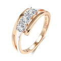 Luxus Drei große weiße natürliche Zirkonringe für Frauen 585 Roségold Silberfarbenes Mix-Hochzeitsdesign täglicher Brautschmuck