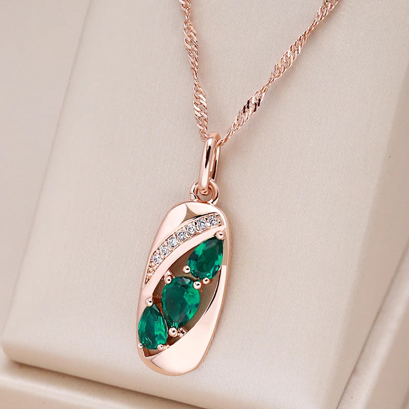 Kinel Neue 585 Roségoldfarbene Anhänger Halskette für Frauen - Vintage Schmuck