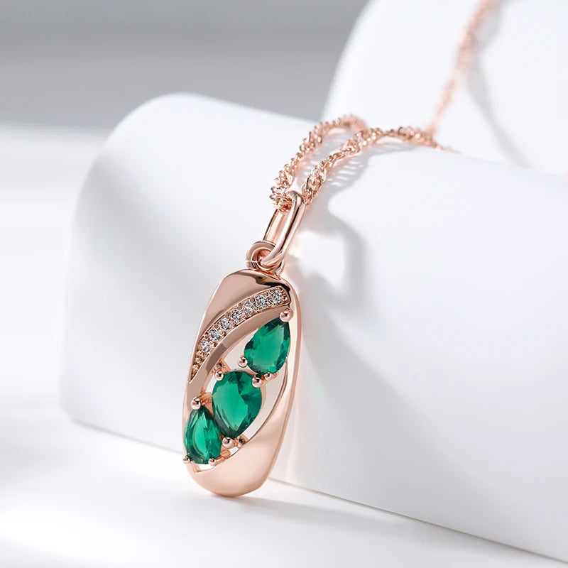 Kinel Neue 585 Roségoldfarbene Anhänger Halskette für Frauen - Vintage Schmuck