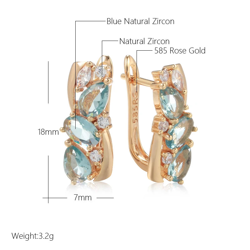 Elegante 585 Roségold-Ohrringe mit blauem Zirkon für Frauen