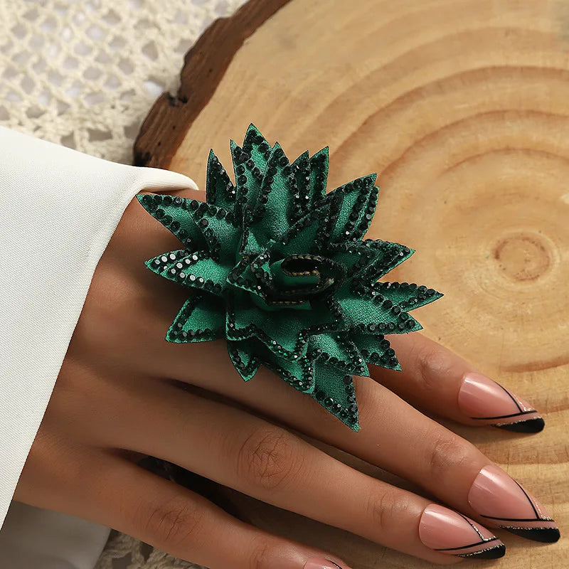 Bohemian Kristall Blumenring für Frauen, offener Finger, Anillos Strandparty Schmuckgeschenk