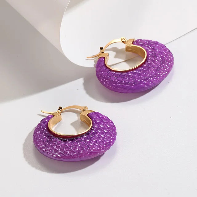 Bunte koreanische geometrische Kreisohrringe aus luxuriösem Harz-Acryl für Frauen, Chunky Punk runde Ohrschmuckgeschenke