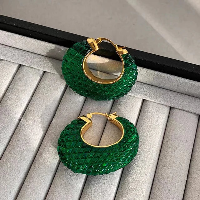 Bunte koreanische geometrische Kreisohrringe aus luxuriösem Harz-Acryl für Frauen, Chunky Punk runde Ohrschmuckgeschenke