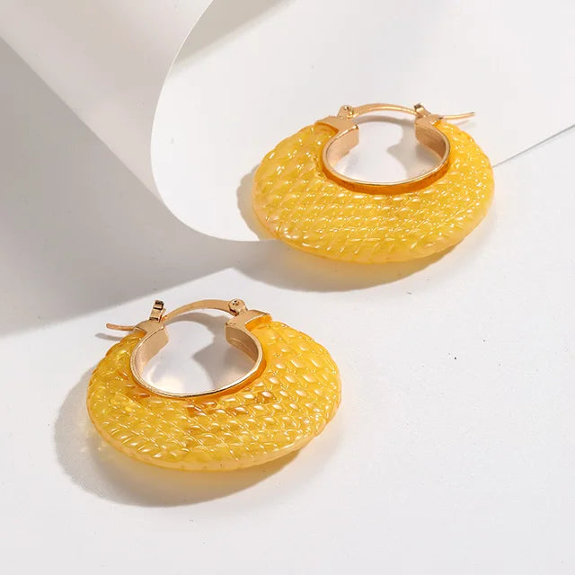 Bunte koreanische geometrische Kreisohrringe aus luxuriösem Harz-Acryl für Frauen, Chunky Punk runde Ohrschmuckgeschenke