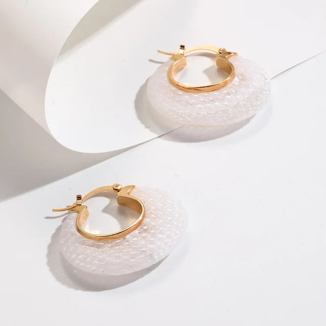 Bunte koreanische geometrische Kreisohrringe aus luxuriösem Harz-Acryl für Frauen, Chunky Punk runde Ohrschmuckgeschenke