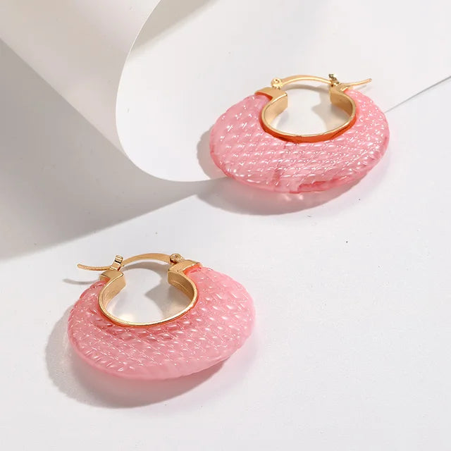 Bunte koreanische geometrische Kreisohrringe aus luxuriösem Harz-Acryl für Frauen, Chunky Punk runde Ohrschmuckgeschenke