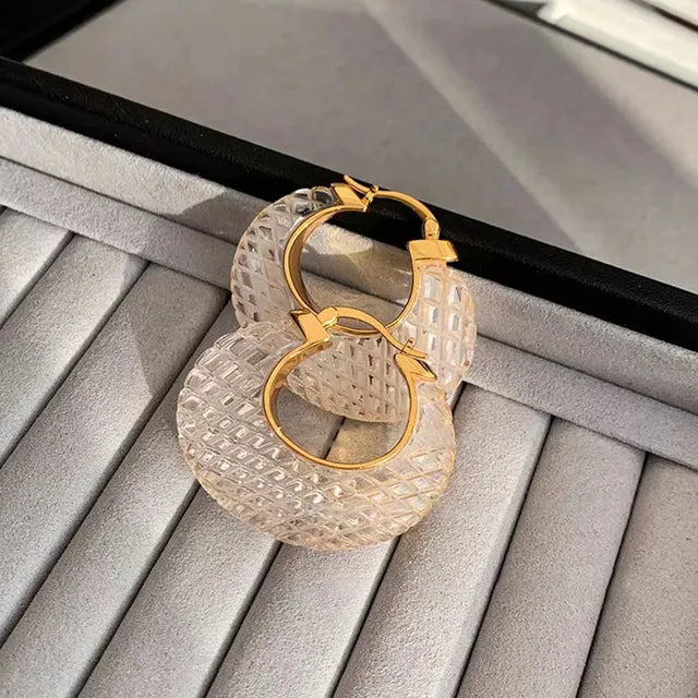 Bunte koreanische geometrische Kreisohrringe aus luxuriösem Harz-Acryl für Frauen, Chunky Punk runde Ohrschmuckgeschenke