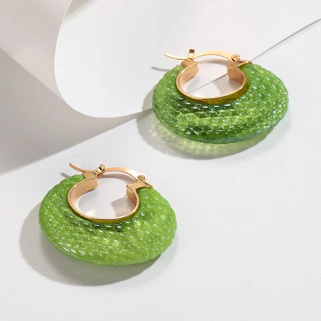 Bunte koreanische geometrische Kreisohrringe aus luxuriösem Harz-Acryl für Frauen, Chunky Punk runde Ohrschmuckgeschenke