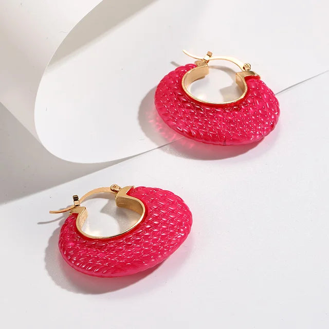 Bunte koreanische geometrische Kreisohrringe aus luxuriösem Harz-Acryl für Frauen, Chunky Punk runde Ohrschmuckgeschenke