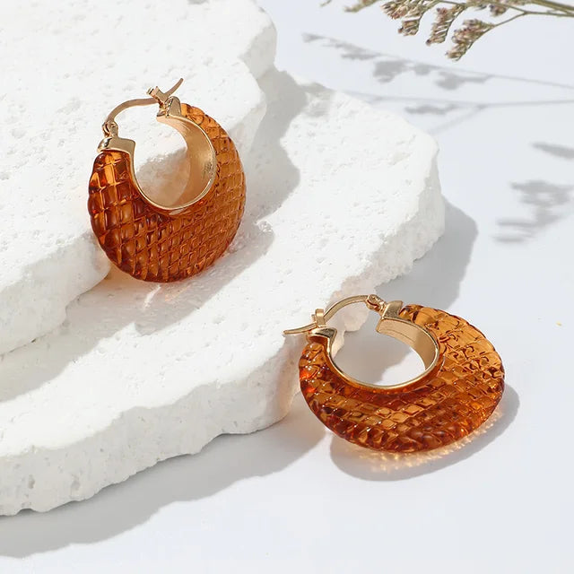 Bunte koreanische geometrische Kreisohrringe aus luxuriösem Harz-Acryl für Frauen, Chunky Punk runde Ohrschmuckgeschenke