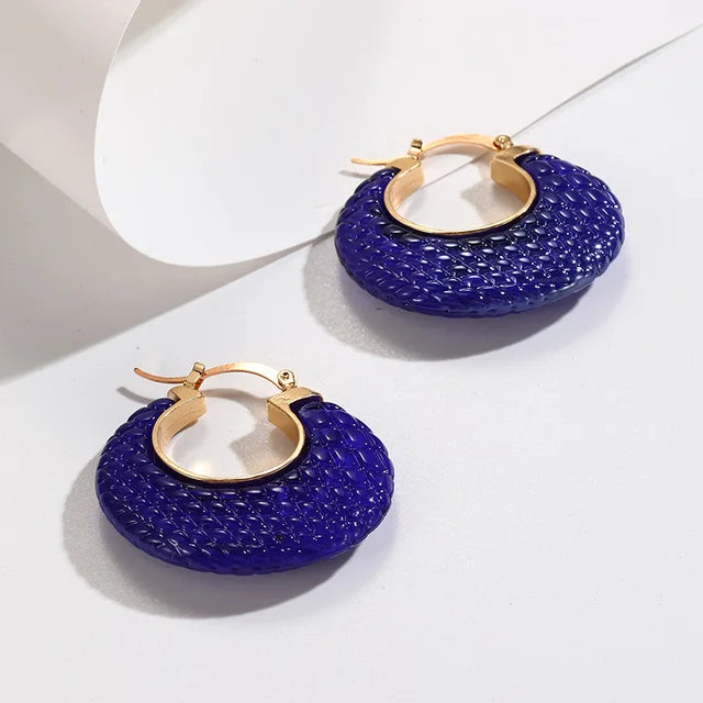 Bunte koreanische geometrische Kreisohrringe aus luxuriösem Harz-Acryl für Frauen, Chunky Punk runde Ohrschmuckgeschenke