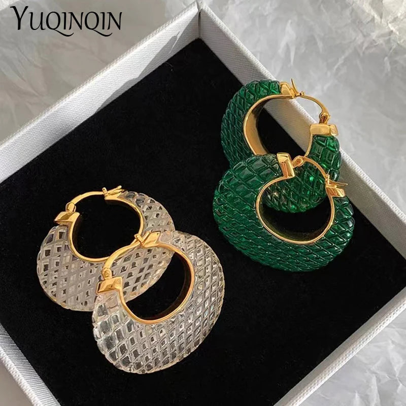 Bunte koreanische geometrische Kreisohrringe aus luxuriösem Harz-Acryl für Frauen, Chunky Punk runde Ohrschmuckgeschenke