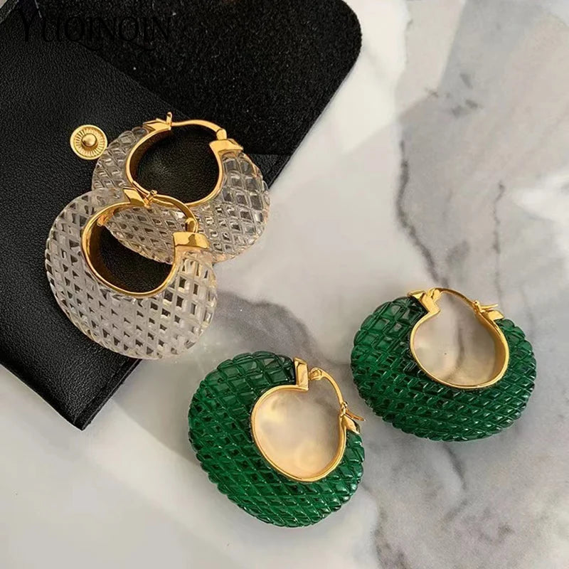 Bunte koreanische geometrische Kreisohrringe aus luxuriösem Harz-Acryl für Frauen, Chunky Punk runde Ohrschmuckgeschenke