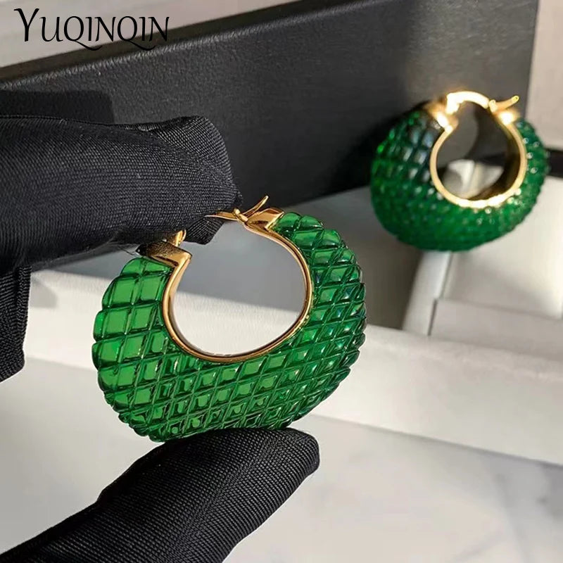 Bunte koreanische geometrische Kreisohrringe aus luxuriösem Harz-Acryl für Frauen, Chunky Punk runde Ohrschmuckgeschenke