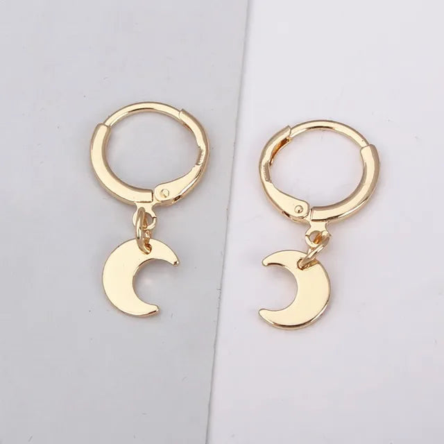 Korean Design Moon Star Earrings with Rhinestones