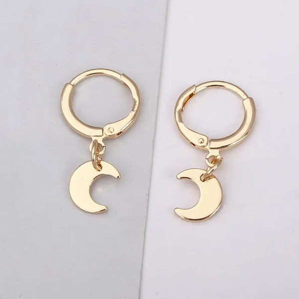 Korean Design Moon Star Earrings with Rhinestones