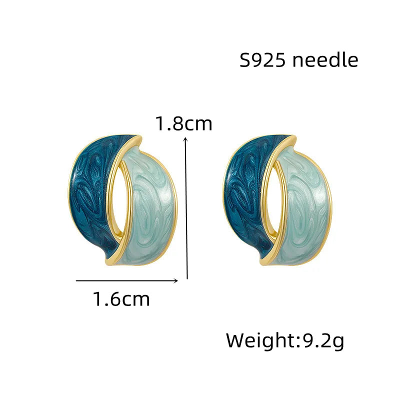 Modische Ohrringe mit blauem Kreuz | Doppelte Farbe Kreuz Ohrringe | Kreuz Ohrstecker - Ohrstecker