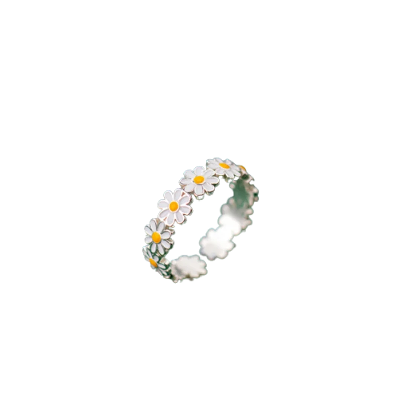 Verstellbarer Fingerring im koreanischen Stil - Vintage Gänseblümchen Blumenring für Frauen