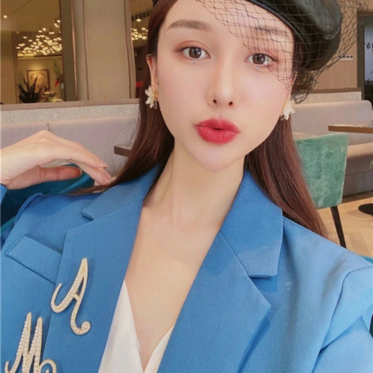 Koreanischer Buchstabe Initial Pearl Besetzt Brosche Pin