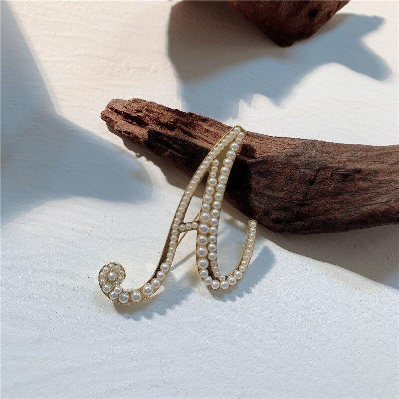 Koreanischer Buchstabe Initial Pearl Besetzt Brosche Pin