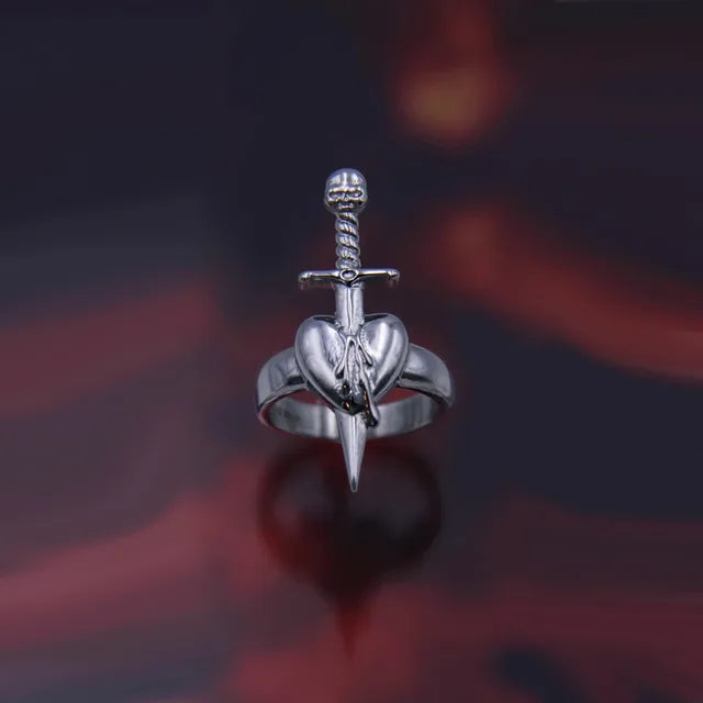Kpop Gothic Ästhetik Schädel Herz Punk Offener Ring für Frauen Mädchen Vintage Schmuck Y2k Schmuck Accessoires