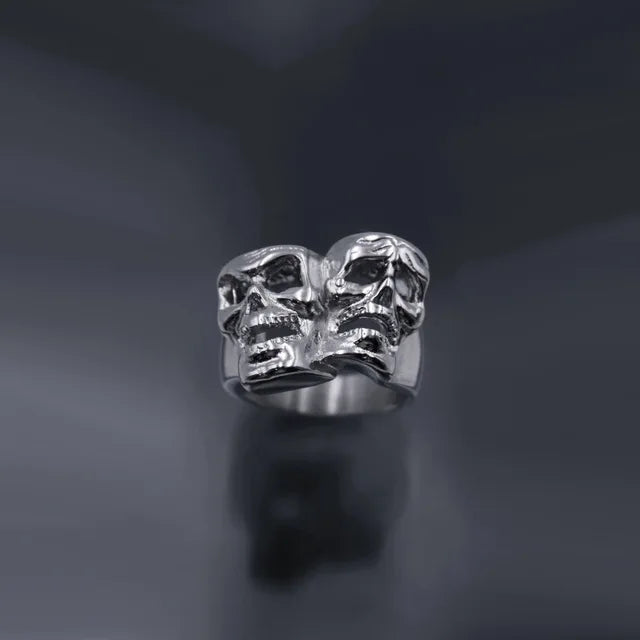 Kpop Gothic Ästhetik Schädel Herz Punk Offener Ring für Frauen Mädchen Vintage Schmuck Y2k Schmuck Accessoires