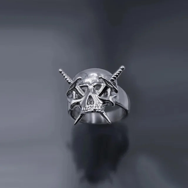 Kpop Gothic Ästhetik Schädel Herz Punk Offener Ring für Frauen Mädchen Vintage Schmuck Y2k Schmuck Accessoires