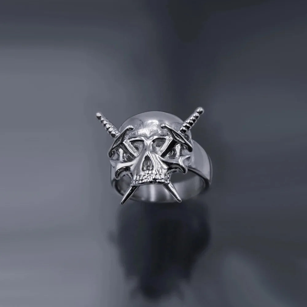 Kpop Gothic Ästhetik Schädel Herz Punk Offener Ring für Frauen Mädchen Vintage Schmuck Y2k Schmuck Accessoires