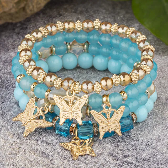 Boho Schmuck Armband mit Kristallsteinen für Frauen in Goldfarbe