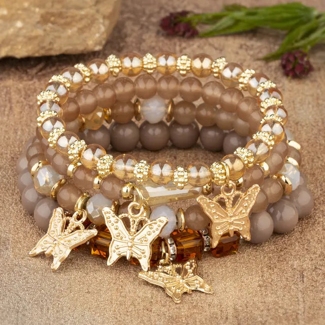 Boho Schmuck Armband mit Kristallsteinen für Frauen in Goldfarbe