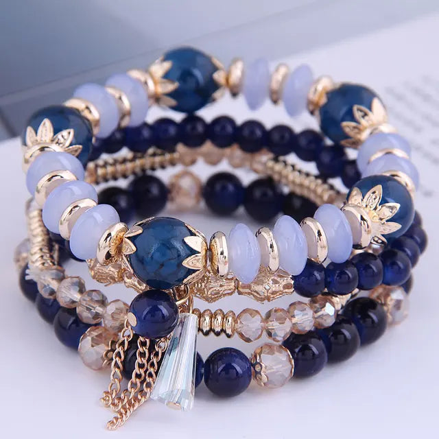 Boho Schmuck Armband mit Kristallsteinen für Frauen in Goldfarbe