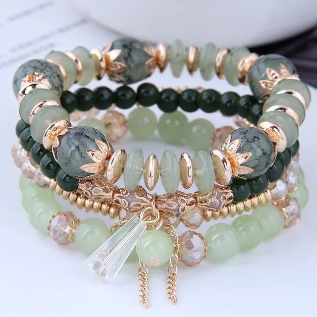 Boho Schmuck Armband mit Kristallsteinen für Frauen in Goldfarbe