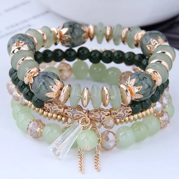 Boho Schmuck Armband mit Kristallsteinen für Frauen in Goldfarbe