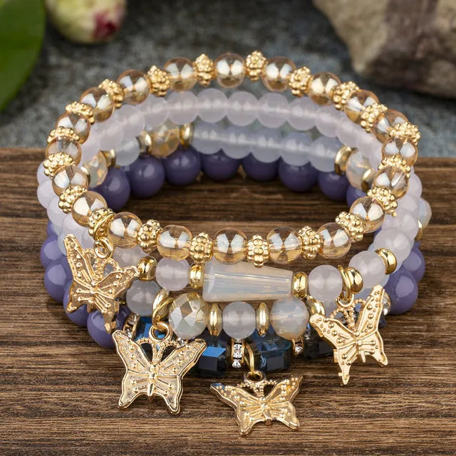 Boho Schmuck Armband mit Kristallsteinen für Frauen in Goldfarbe