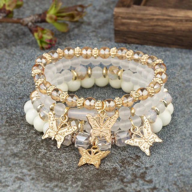 Boho Schmuck Armband mit Kristallsteinen für Frauen in Goldfarbe